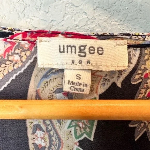 Umgee Navy Blue Abstract Paisley Oversized Boho Kimono - Size Small - EUC - Picture 4 of 7